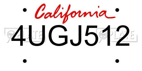 4UGJ512 California License Plate