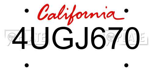 4UGJ670 California License Plate