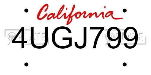 4UGJ799 California License Plate