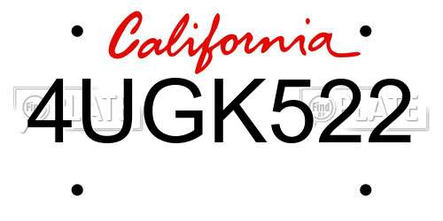 4UGK522 California License Plate