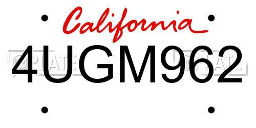 4UGM962 California License Plate