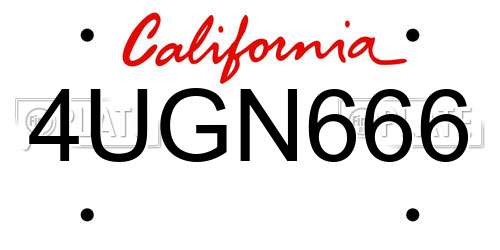 4UGN666 California License Plate