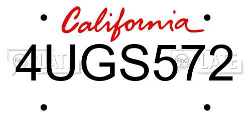 4UGS572 California License Plate