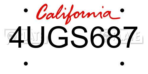 4UGS687 California License Plate