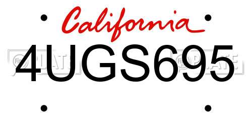 4UGS695 California License Plate