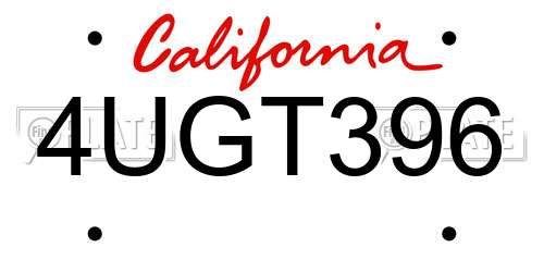 4UGT396 California License Plate