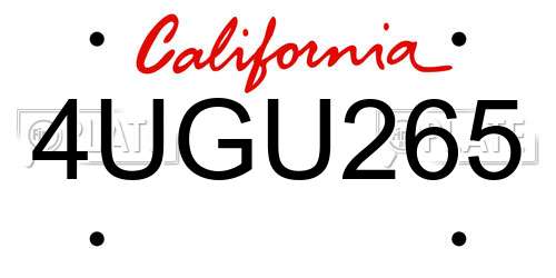 4UGU265 California License Plate