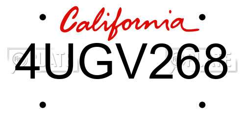 4UGV268 California License Plate