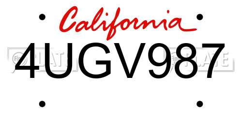 4UGV987 California License Plate