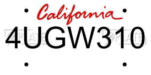 4UGW310 California License Plate