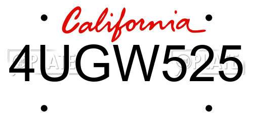 4UGW525 California License Plate
