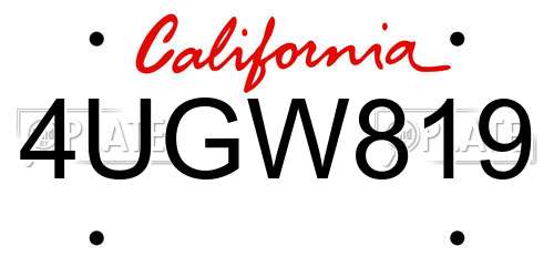 4UGW819 California License Plate