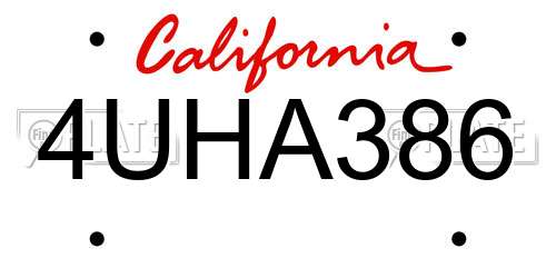4UHA386 California License Plate