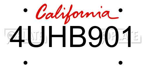 4UHB901 California License Plate