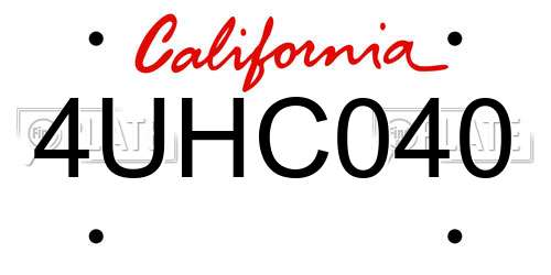 4UHC040 California License Plate