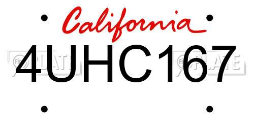 4UHC167 California License Plate