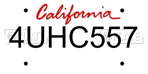 4UHC557 California License Plate