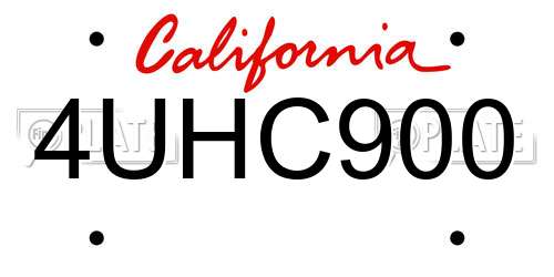 4UHC900 California License Plate