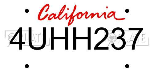 4UHH237 California License Plate