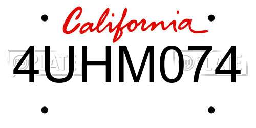 4UHM074 California License Plate