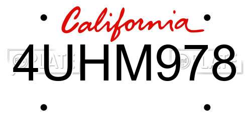 4UHM978 California License Plate