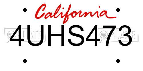 4UHS473 California License Plate