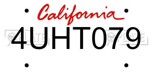 4UHT079 California License Plate