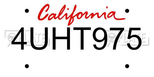 4UHT975 California License Plate