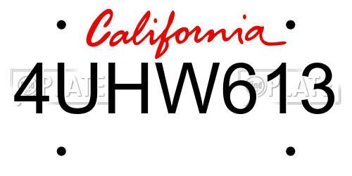 4UHW613 California License Plate