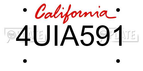 4UIA591 California License Plate