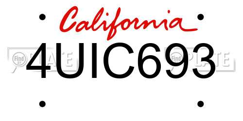 4UIC693 California License Plate