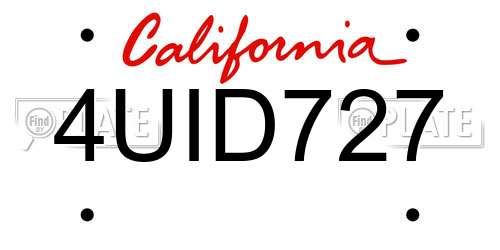 4UID727 California License Plate