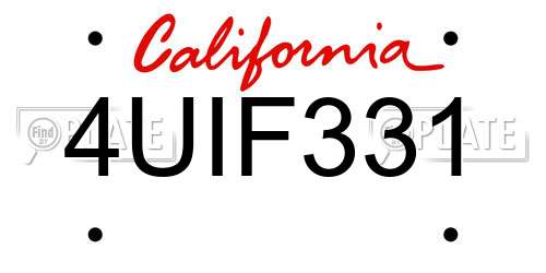 4UIF331 California License Plate
