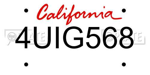 4UIG568 California License Plate