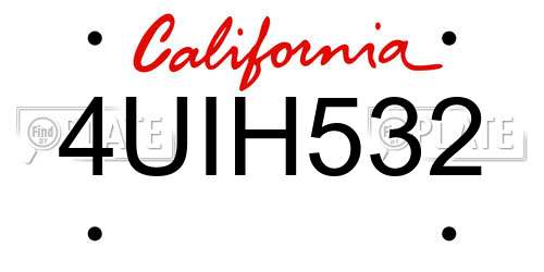 4UIH532 California License Plate