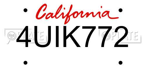 4UIK772 California License Plate