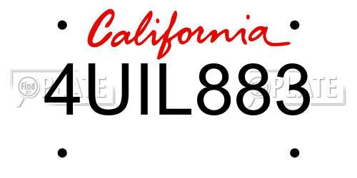 4UIL883 California License Plate