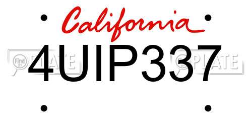 4UIP337 California License Plate