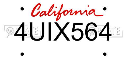 4UIX564 California License Plate
