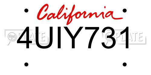 4UIY731 California License Plate