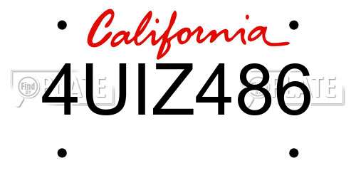 4UIZ486 California License Plate