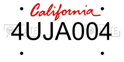 4UJA004 California License Plate