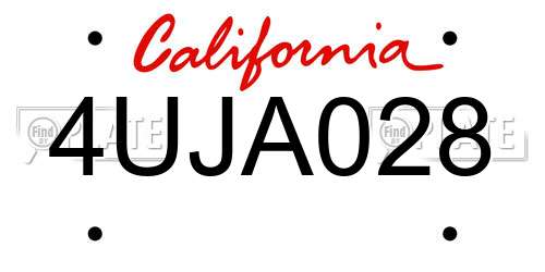 4UJA028 California License Plate