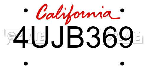 4UJB369 California License Plate