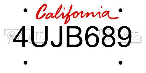 4UJB689 California License Plate