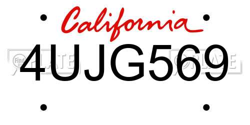 4UJG569 California License Plate