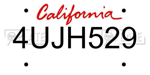 4UJH529 California License Plate