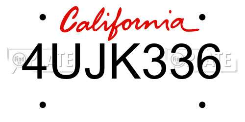 4UJK336 California License Plate