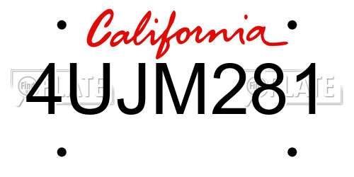 4UJM281 California License Plate
