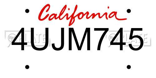 4UJM745 California License Plate